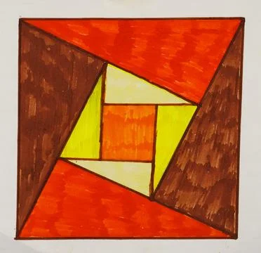 Drawing picture of abstract square and triangles Stock Illustration