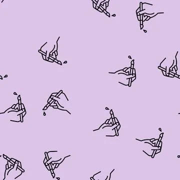 Drawing picture line seamless pattern Stock Illustration