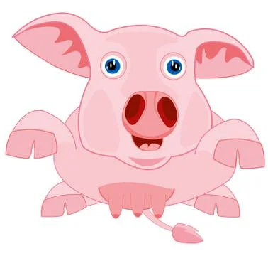 Drawing piglet on white background Stock Illustration