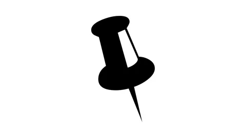 Drawing pin icon shape sign animated black color in white background Stock Footage 264644111
