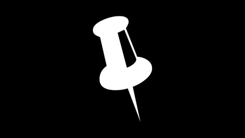 Drawing pin icon shape sign animated white color in black background Stock Footage 264644122