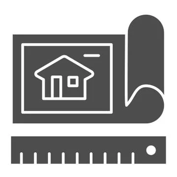 Drawing plan solid icon. Architecture plan vector illustration isolated on white 스톡 일러스트