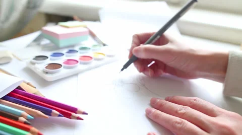 Drawing process, close-up Vídeo Stock 39868183
