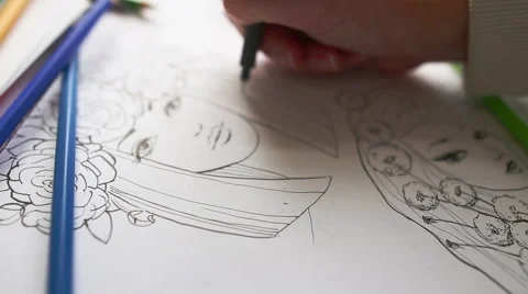 Drawing process, close-up Stock Footage 40416559
