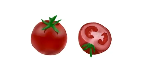 Drawing process, from simple sketch to realistic 3D red tomato Video stock 154542560