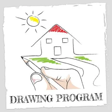 Drawing Program Represents Software Programs And Applications Ilustração Stock