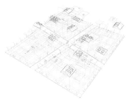 Drawing of the quarter 3D render Stock Illustration