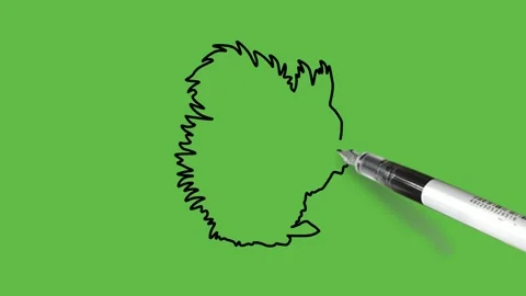 Drawing a rabbit in black, brown and orange colour combination on abstract green Видео 155180737