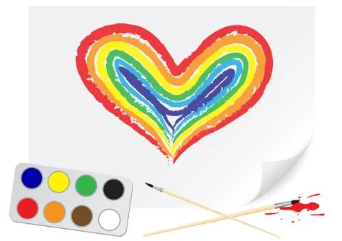Drawing rainbow heart Stock Illustration