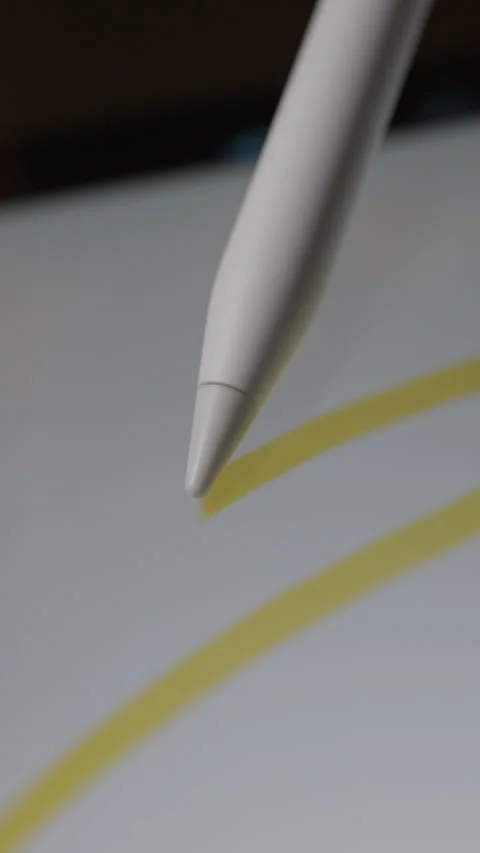Drawing Random Yellow Scribbles With Stylus On Digital Tablet 스톡 동영상 308579876