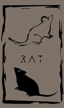 Drawing of rat in primitive ancient style, year of rat Stock Illustration