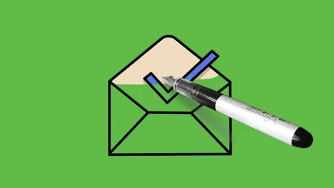 Drawing read mail symbol in black, light brown and light grey colour combination Vidéo 156401379