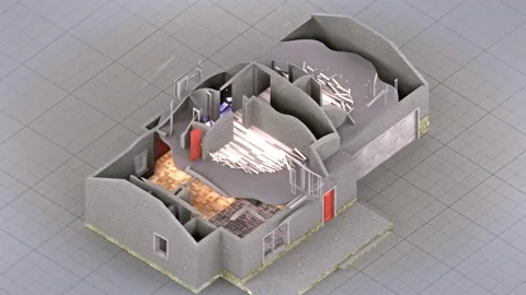 From drawing to real house. 3D rendering. Stock Footage 150195396