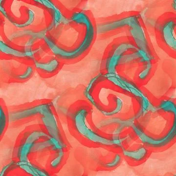 Drawing red, green colorful pattern water texture paint abstract Stock Illustration