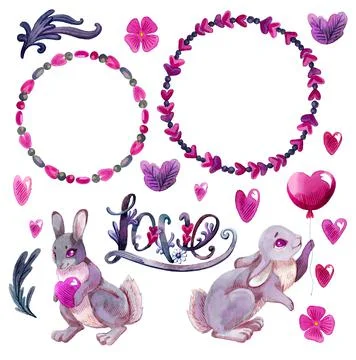 Drawing of a red heart shape with blots in watercolor on white paper, Valentine Illustrazione stock