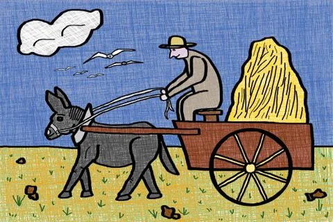 Drawing of return of fields Stock Illustration