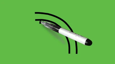 Drawing an right down turn in black colour in abstract green backgorund Видео 152380822