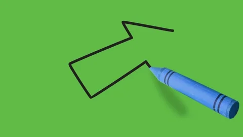 Drawing of an right side 3d arrow on green background Видео 135654870