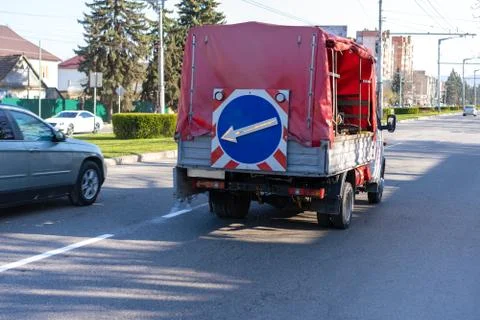 Drawing a road marking while driving Stock Photos