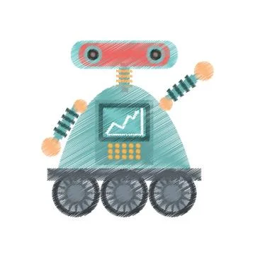 Drawing robot android automation icon Illustrazione stock