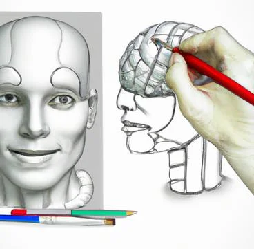 Drawing a robot brain Stock Illustration