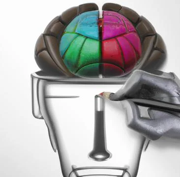 Drawing a robot brain Stock Illustration