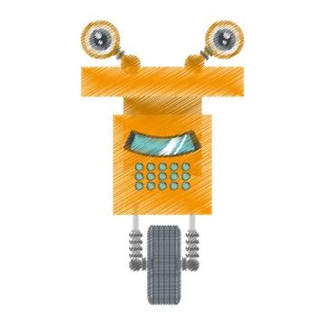 Drawing robot operator technology artificial 库存插图