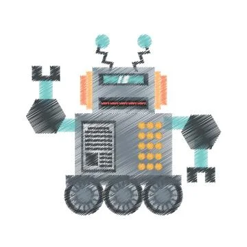 Drawing robotic future technology with wheel 스톡 일러스트