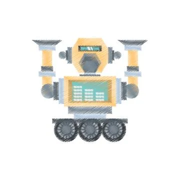 Drawing robotic mechanical engineering Stock Illustration