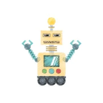 Drawing robotic technology bulb display worker Stock Illustration