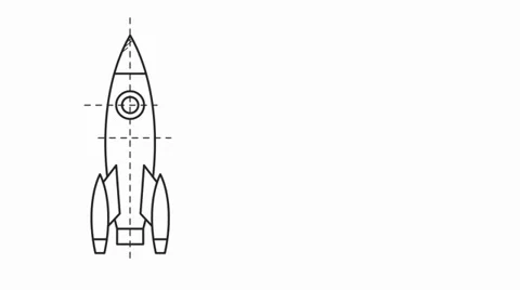 Drawing of the rocket scheme on white Stock Footage 36690901
