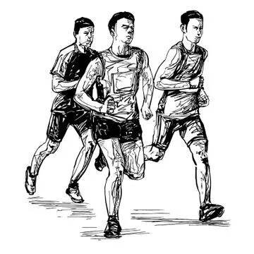 Drawing of the running competition  Stock Illustration