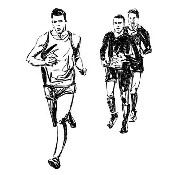 Drawing of running competition  Illustrazione stock