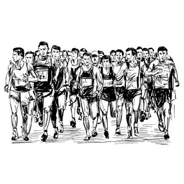 Drawing of the running competition  Stock Illustration