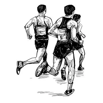Drawing of the running competition  Illustrazione stock