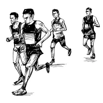 Drawing of the running competition  Illustrazione stock