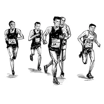 Drawing of the running competition  Illustrazione stock
