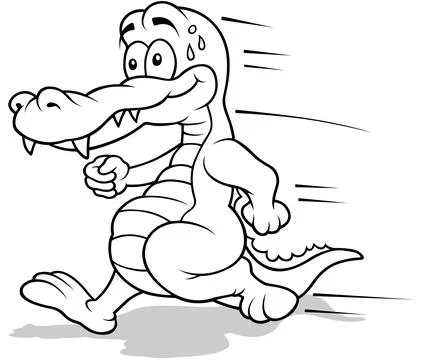 Drawing of a Running Crocodile Stock Illustration