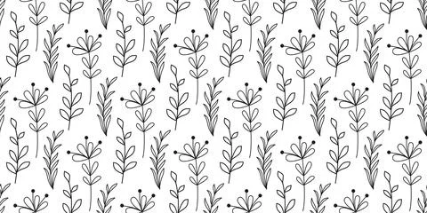 Drawing rustic floral seamless pattern Stock Illustration