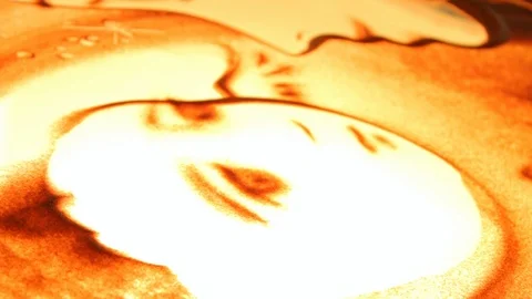 Drawing with sand. Drawing sand on a screen. Sand Artist. Hands draws. Animation Stock Footage 89754315