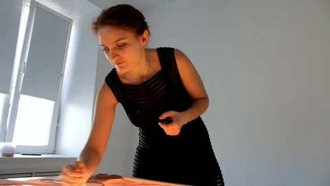 Drawing with sand. Drawing sand on a screen. Sand Artist. Hands draws. Animation Stock Footage 89868019