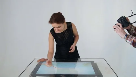 Drawing with sand. Drawing sand on a screen. Sand Artist. Hands draws. Animation Stock Footage 89897867