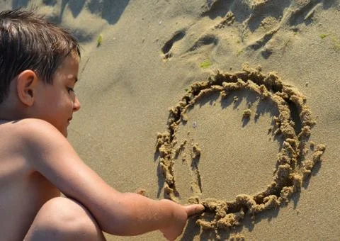 Drawing in the sand Stock Photos