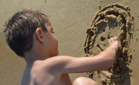 Drawing in the sand Stock Photos