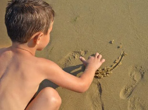Drawing in the sand Foto stock