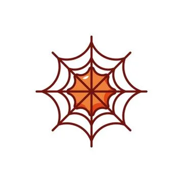Drawing of scary spider web on white background Stock Illustration