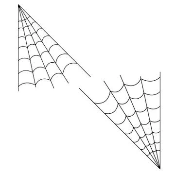 Drawing of scary spider web on white background Stock Illustration