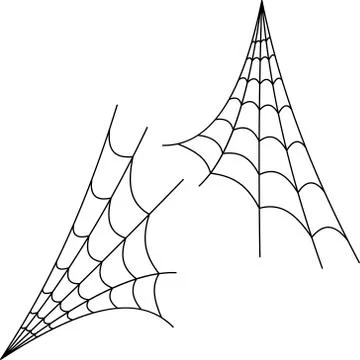 Drawing of scary spider web on white background Stock Illustration