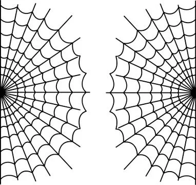Drawing of scary spider web on white background Stock Illustration