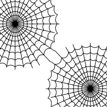 Drawing of scary spider web on white background Stock Illustration